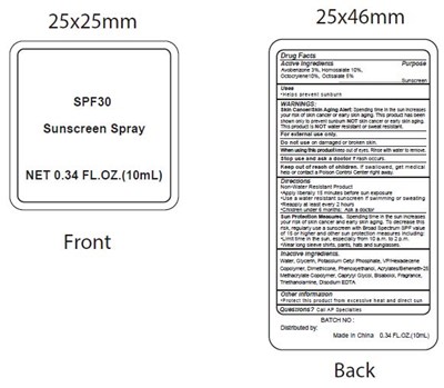 10ml (Label  Sunscreen Spray Spf30 10ml)
